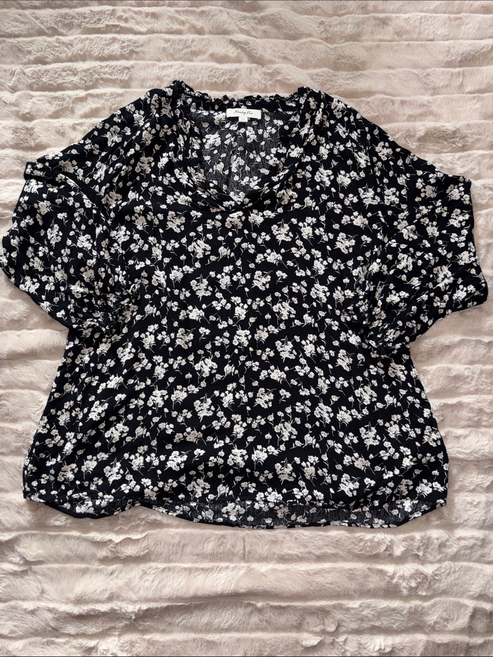 Black Floral V-Neck Blouse by A New Day